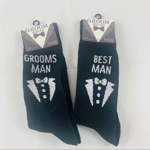 Two Pair Groom Squad Crew Socks New